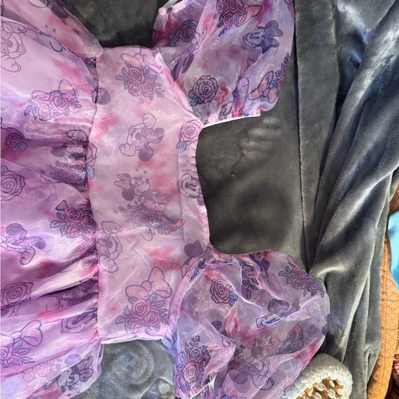 Pink and Purple Floral Dress-Minnie Mouse Puffy Sleeves - Picture 3 of 5
